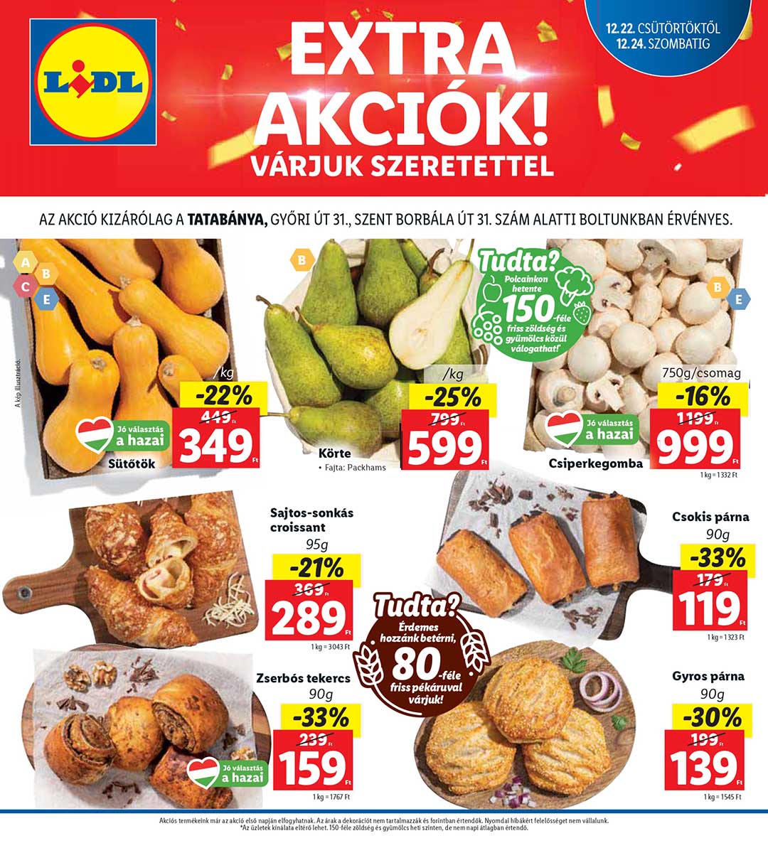 lidl-tatabanya akciós újság 1 oldal